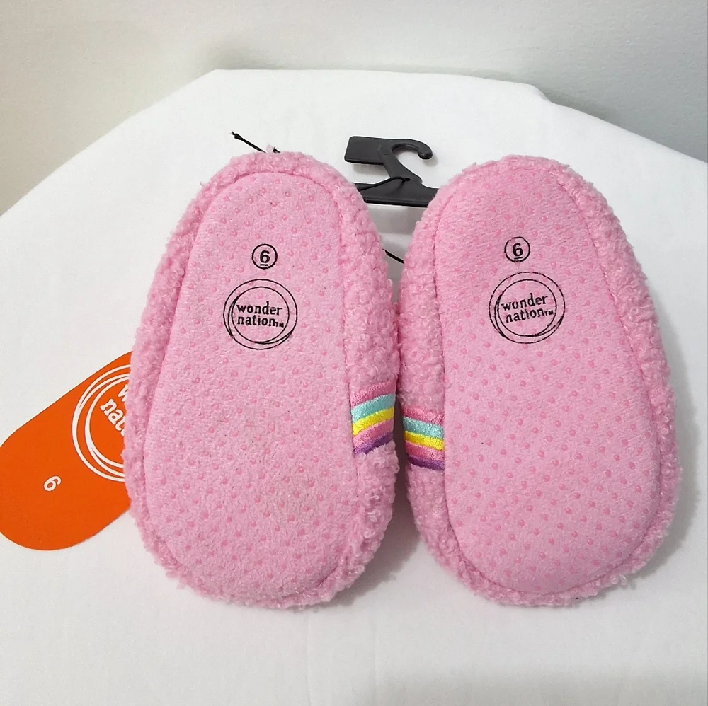 Baby Girl Pink Rainbow Bootie Slippers, Size 6, NEW With Tag